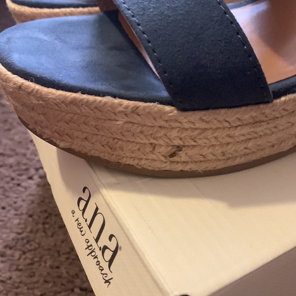 Ana Jensen Navy wedge sandals H05 - Picture 6 of 8